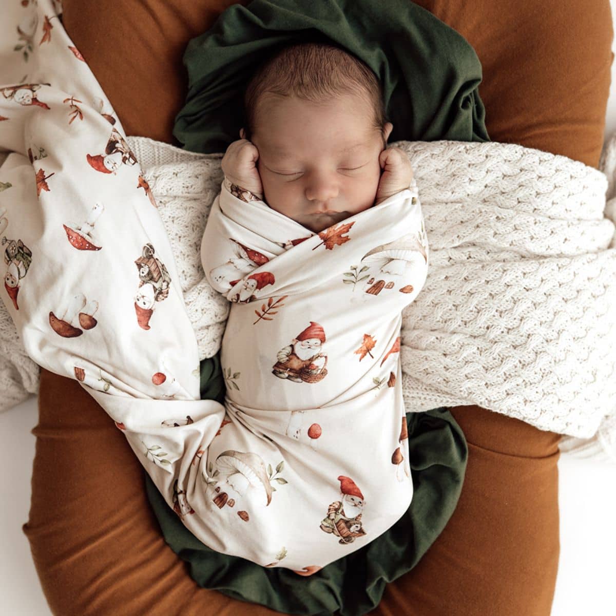 Snuggle Hunny Jersey Wrap with Matching Headwear - Gnomes - Image 3