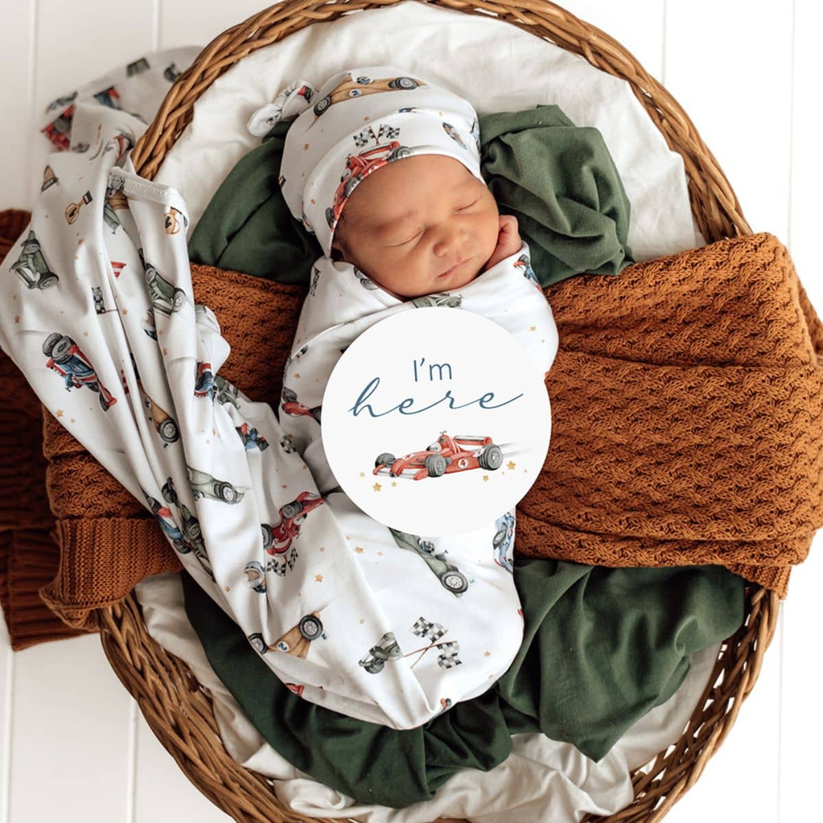 Snuggle Hunny Jersey Wrap with Matching Headwear - Little Racers - Image 3