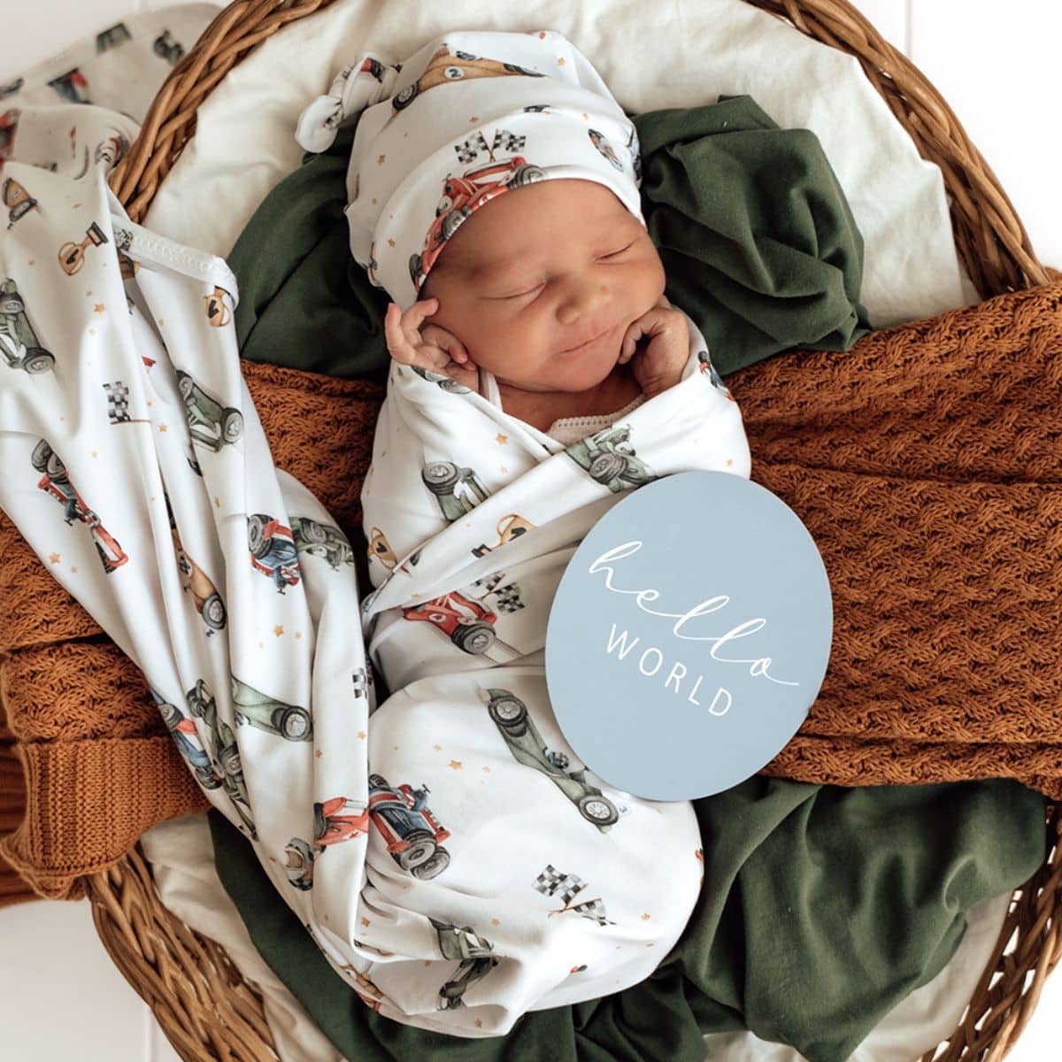 Snuggle Hunny Jersey Wrap with Matching Headwear - Little Racers - Image 4