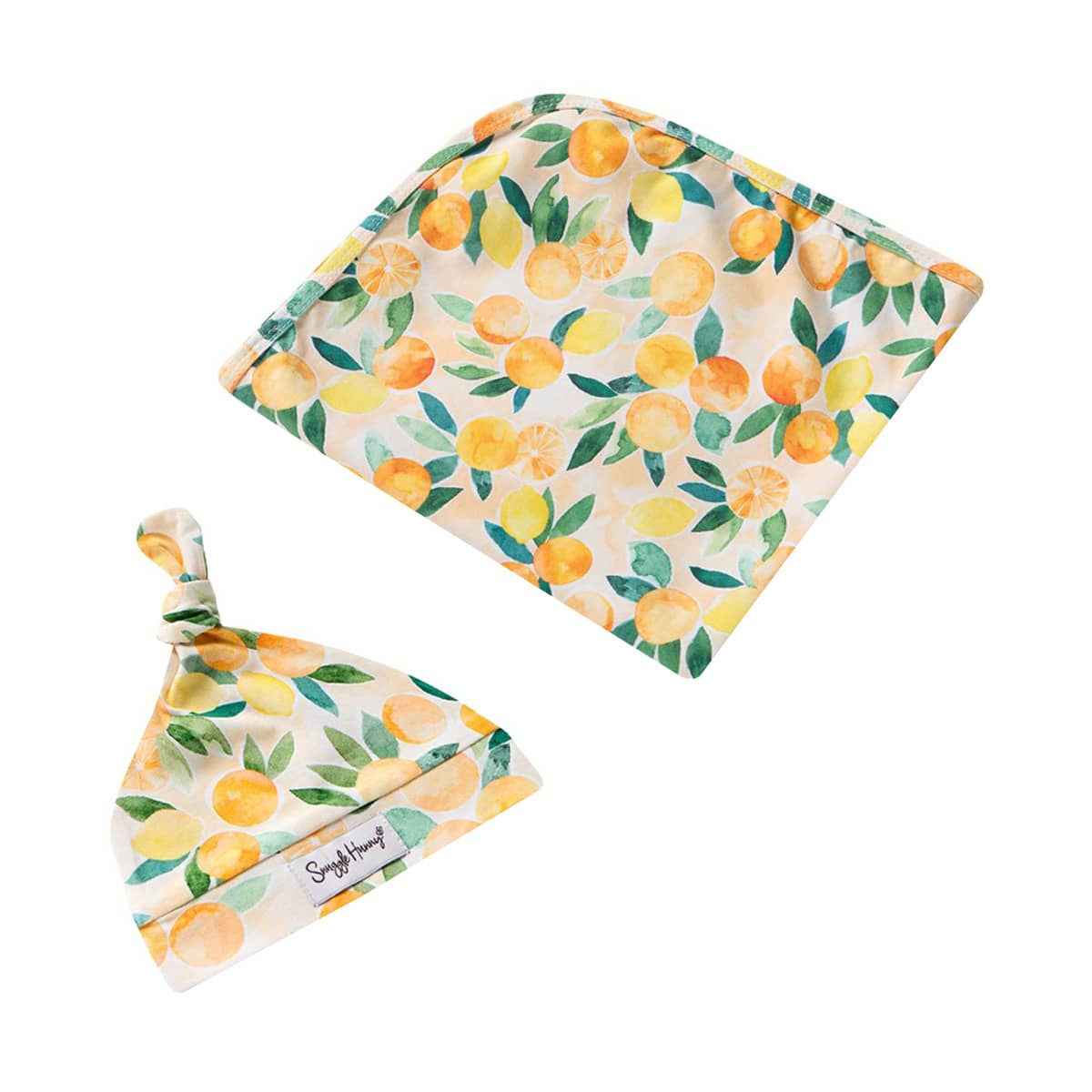 Snuggle Hunny Jersey Wrap with Matching Headwear - Sunny Citrus