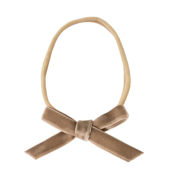Snuggle Hunny Petite Velvet Bow - Pebble