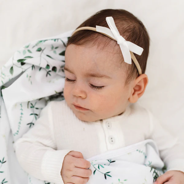 Snuggle Hunny Petite Velvet Bow - White - Image 3