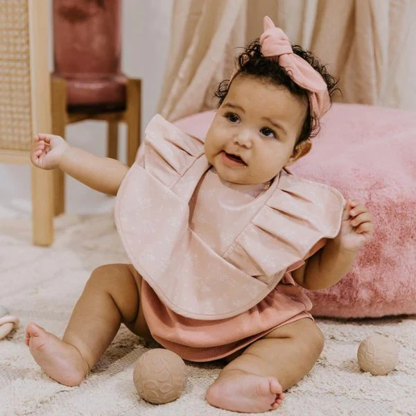 Snuggle Hunny Waterproof Snuggle Bib - Dusty Rose Frill - Image 3