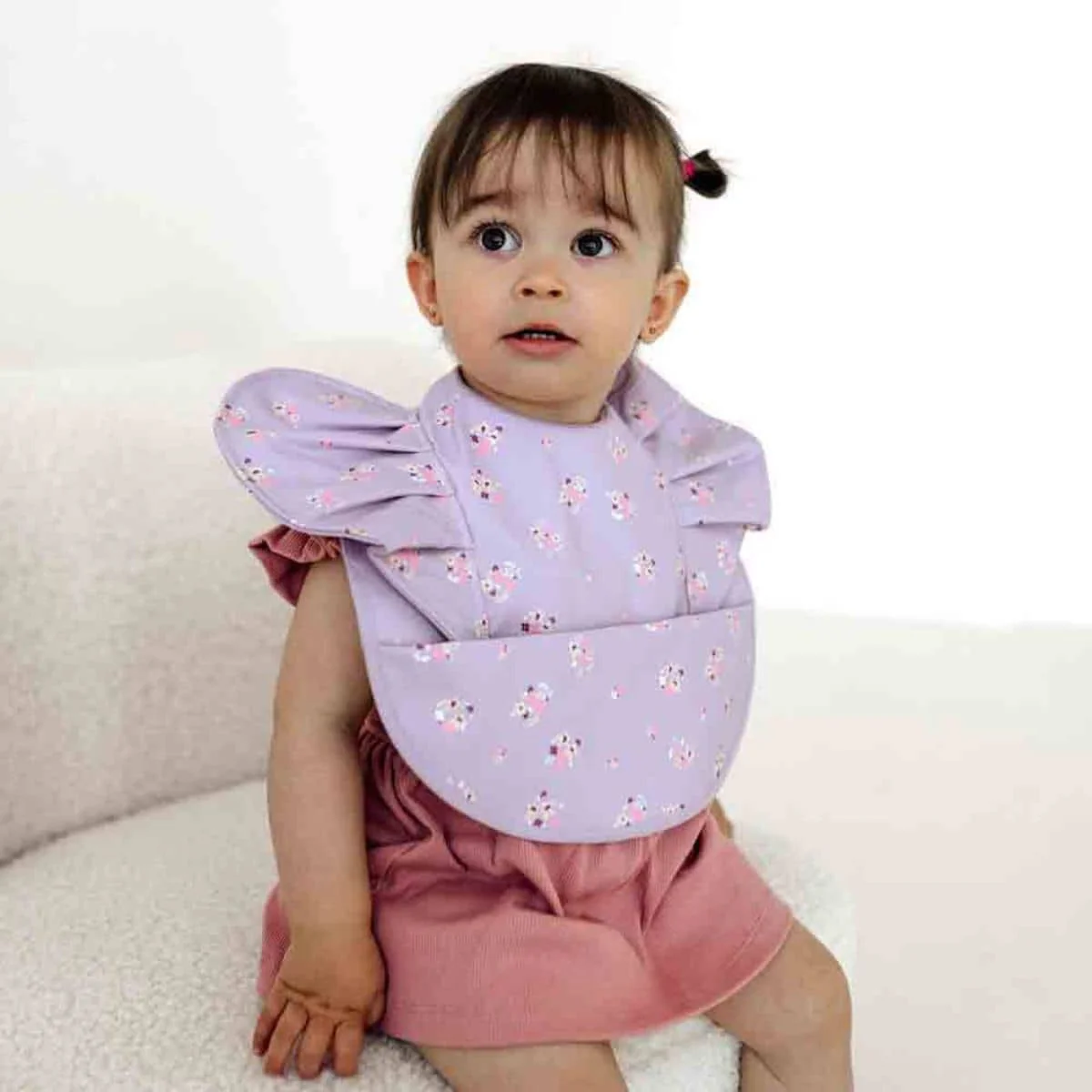 Snuggle Hunny Waterproof Snuggle Bib - Lilac Bloom Frill - Image 4