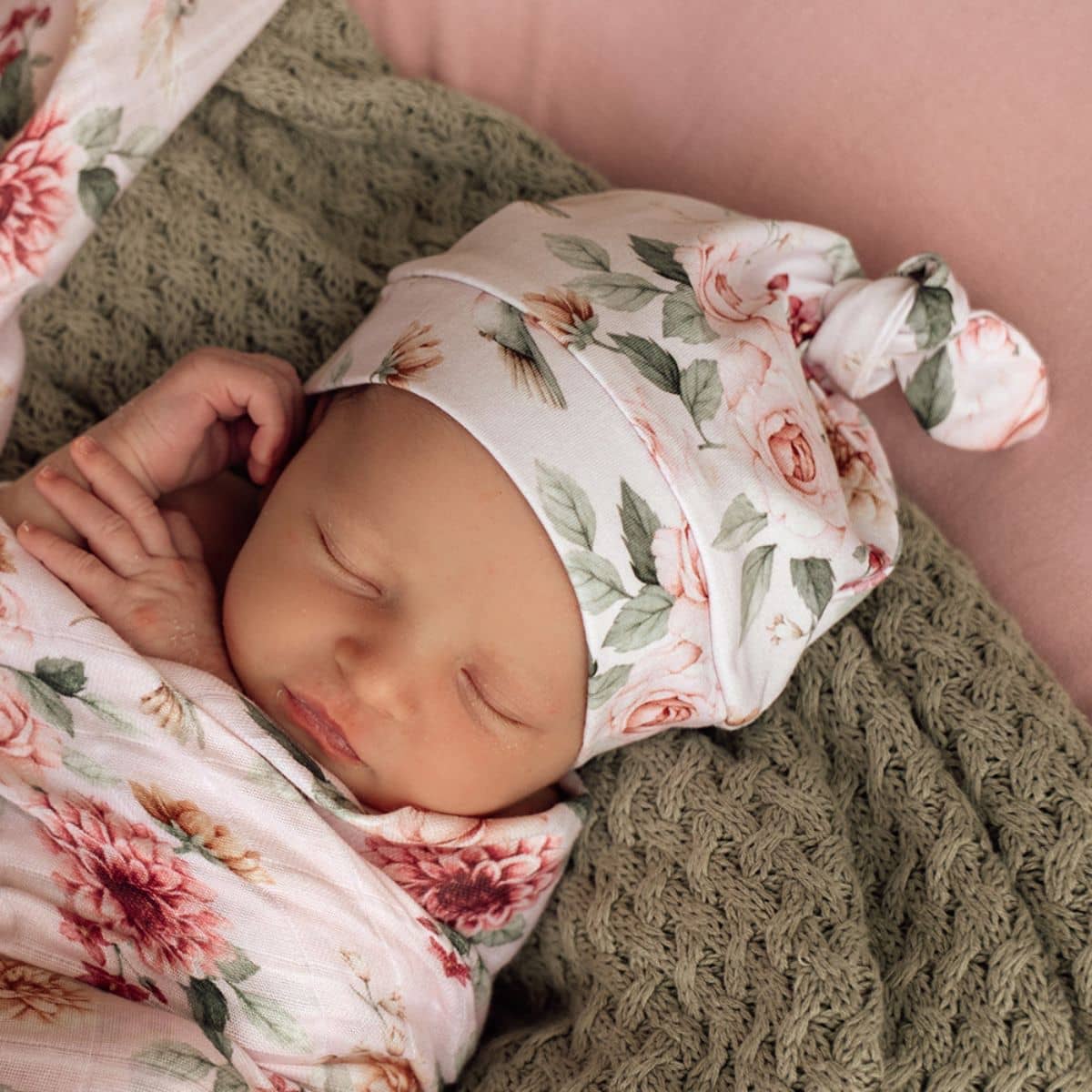 Snuggle Hunny Knotted Beanie - Birds & Blooms - Image 3