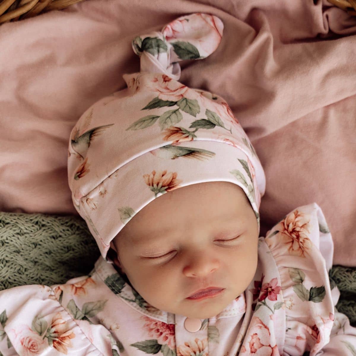 Snuggle Hunny Knotted Beanie - Birds & Blooms - Image 4