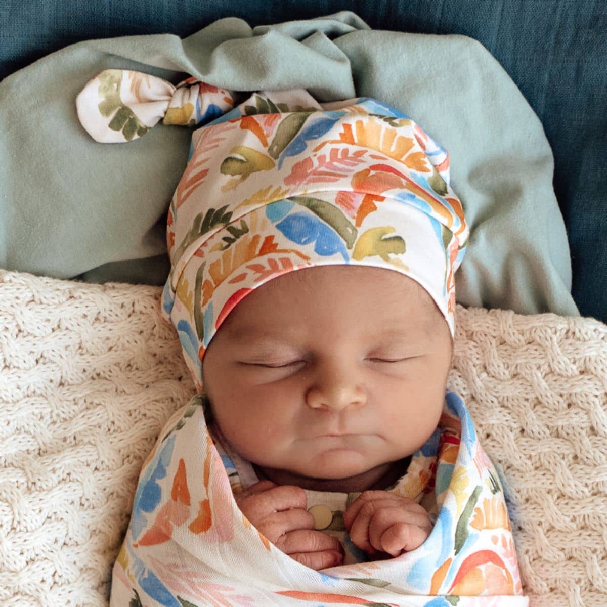 Snuggle Hunny Knotted Beanie - Summer Palm - Image 2