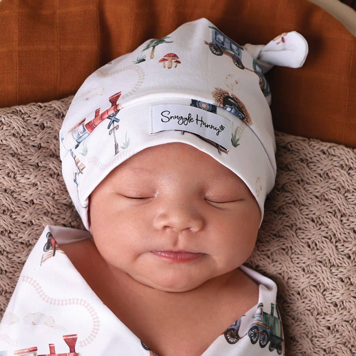 Snuggle Hunny Knotted Beanie - Trains - Image 2
