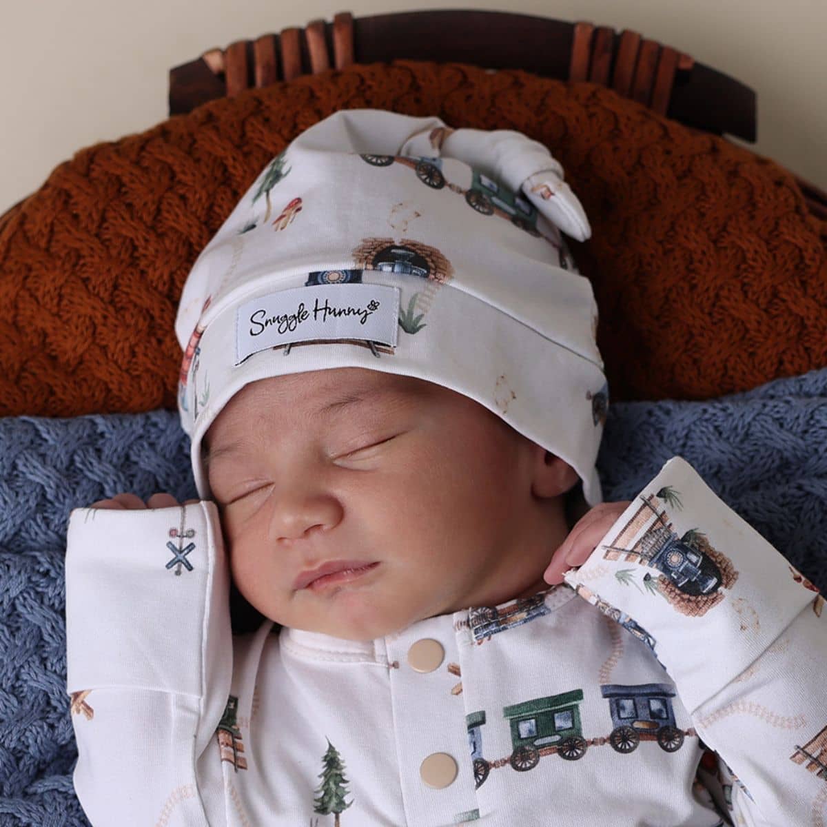 Snuggle Hunny Knotted Beanie - Trains - Image 4