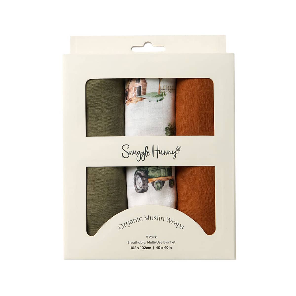 Snuggle Hunny Large Organic Muslin Wraps - Diggers / Olive / Bronze - Image 3