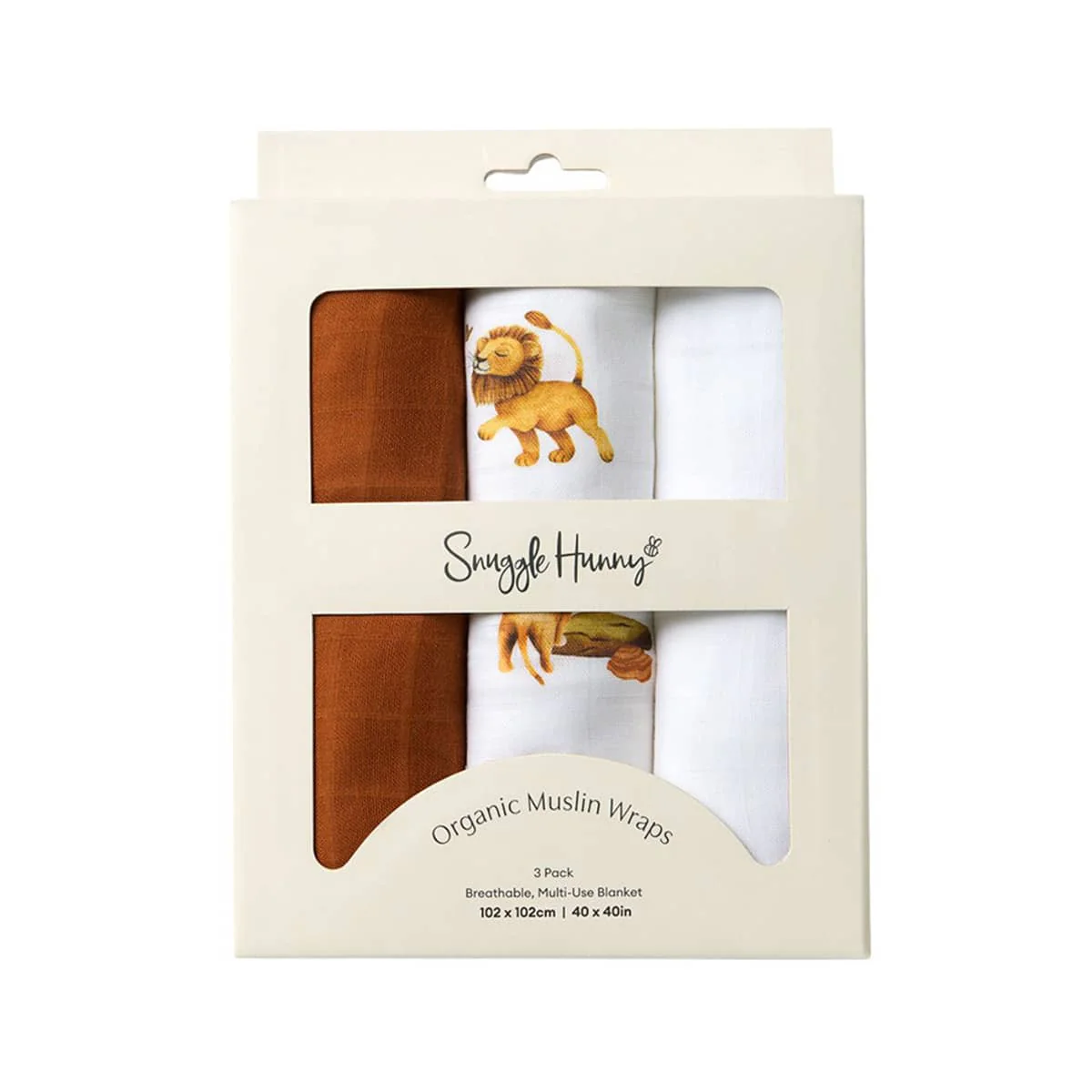 Snuggle Hunny Large Organic Muslin Wraps - Lion / Bronze / Milk - Image 3