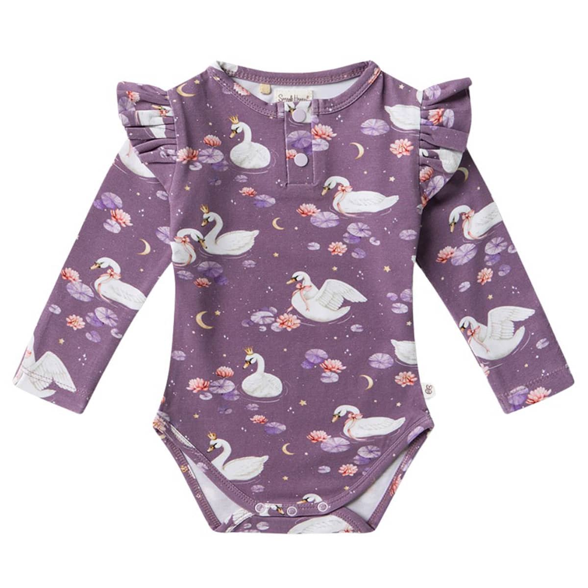 Snuggle Hunny Long Sleeve Bodysuit - Midnight Swan - Newborn