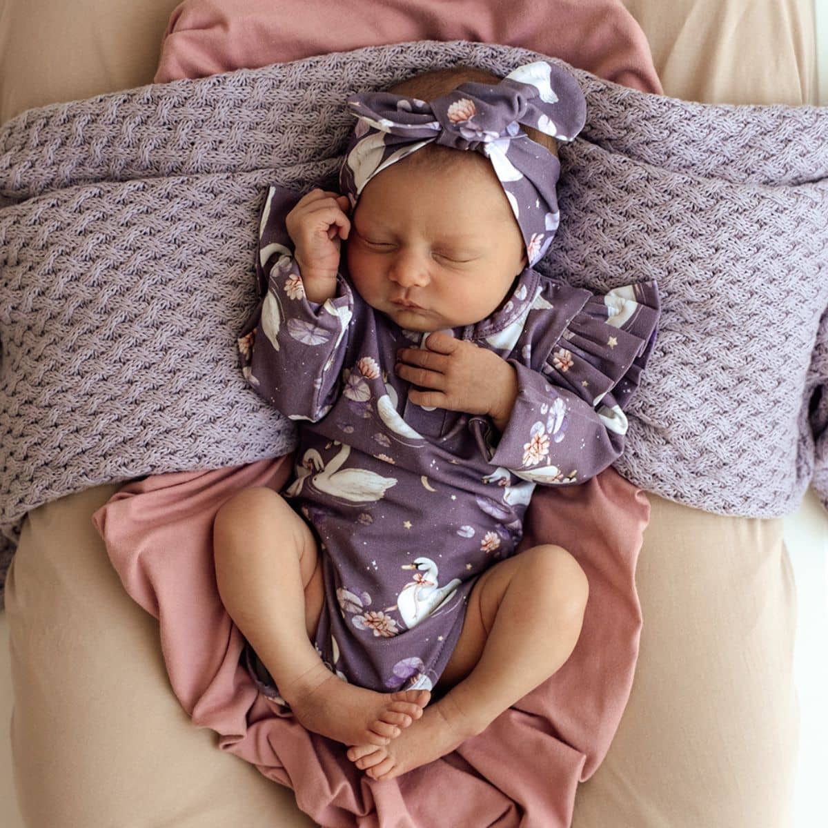 Snuggle Hunny Long Sleeve Bodysuit - Midnight Swan - Newborn - Image 2
