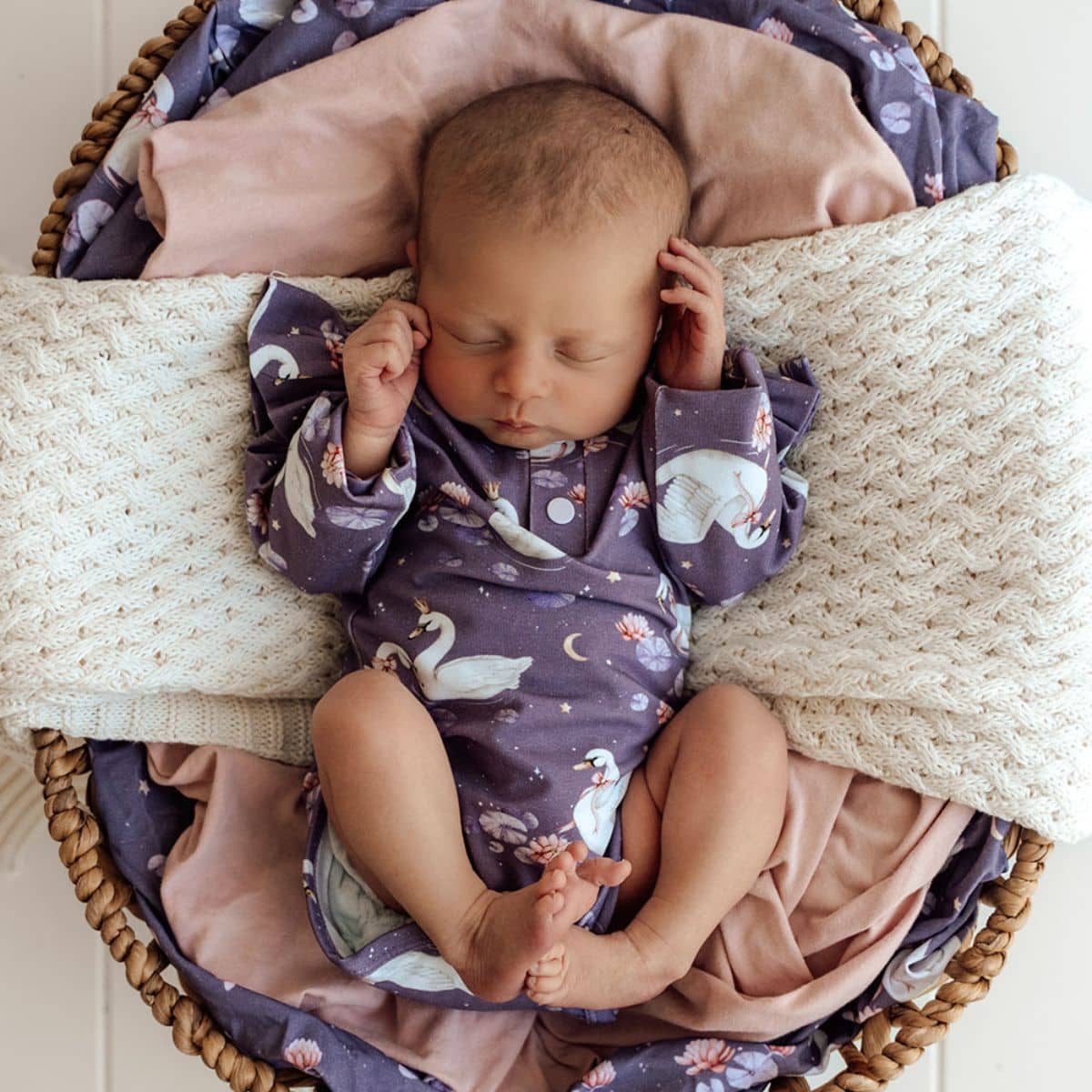 Snuggle Hunny Long Sleeve Bodysuit - Midnight Swan - Newborn - Image 4