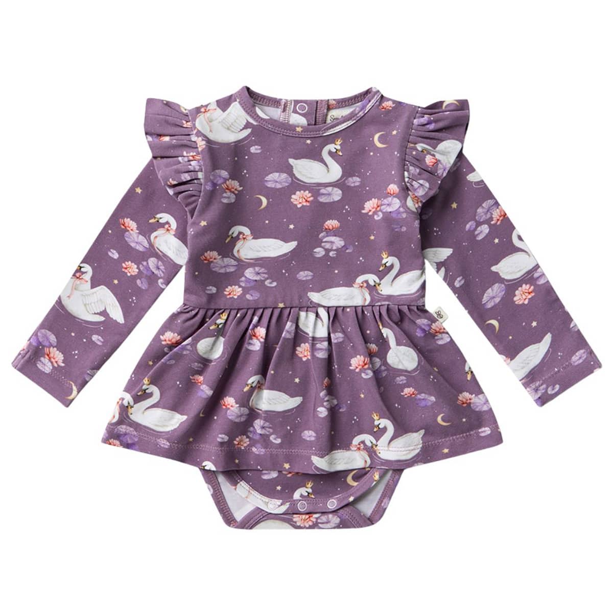 Snuggle Hunny Long Sleeve Dress - Midnight Swan - 3 to 6 Months