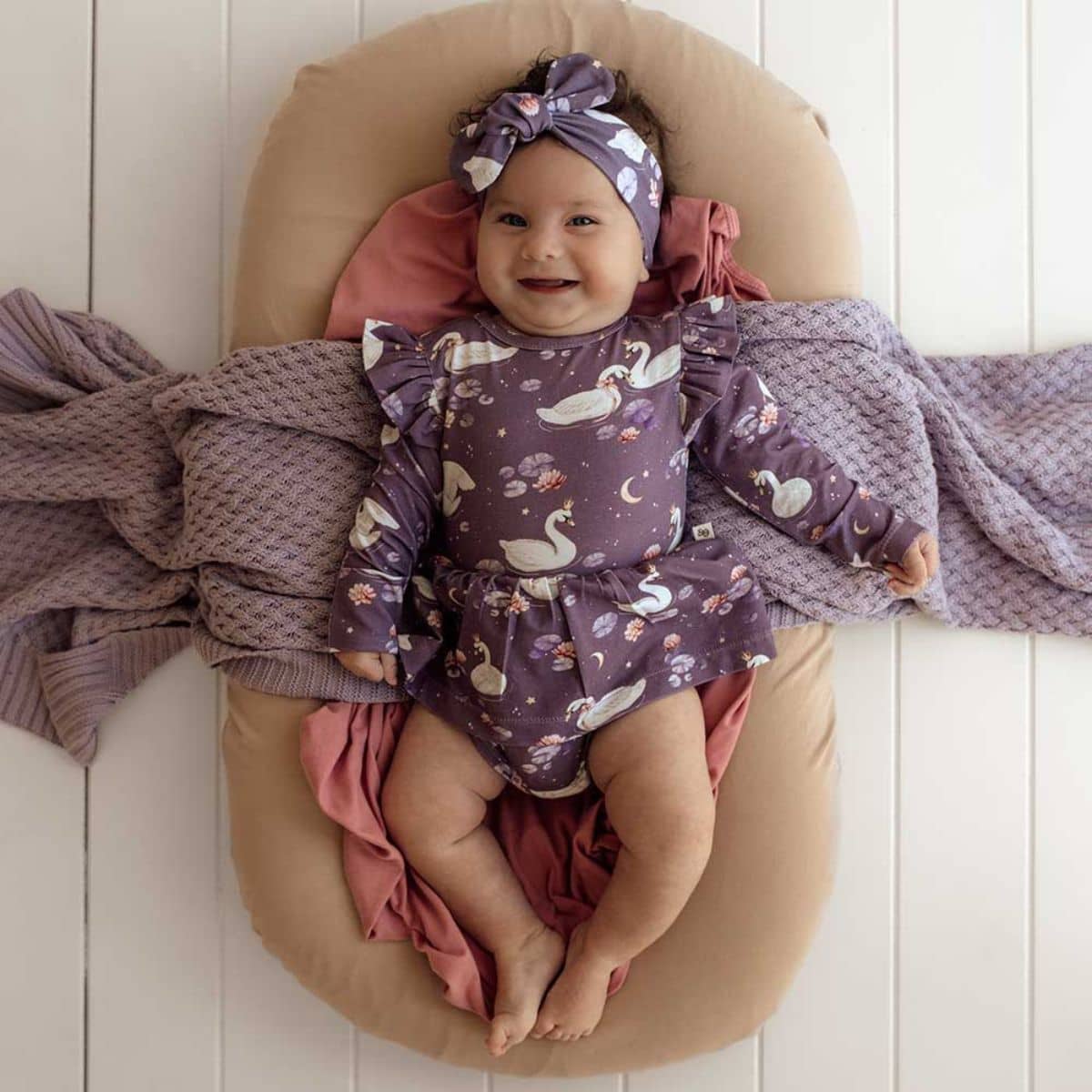 Snuggle Hunny Long Sleeve Dress - Midnight Swan - 3 to 6 Months - Image 3