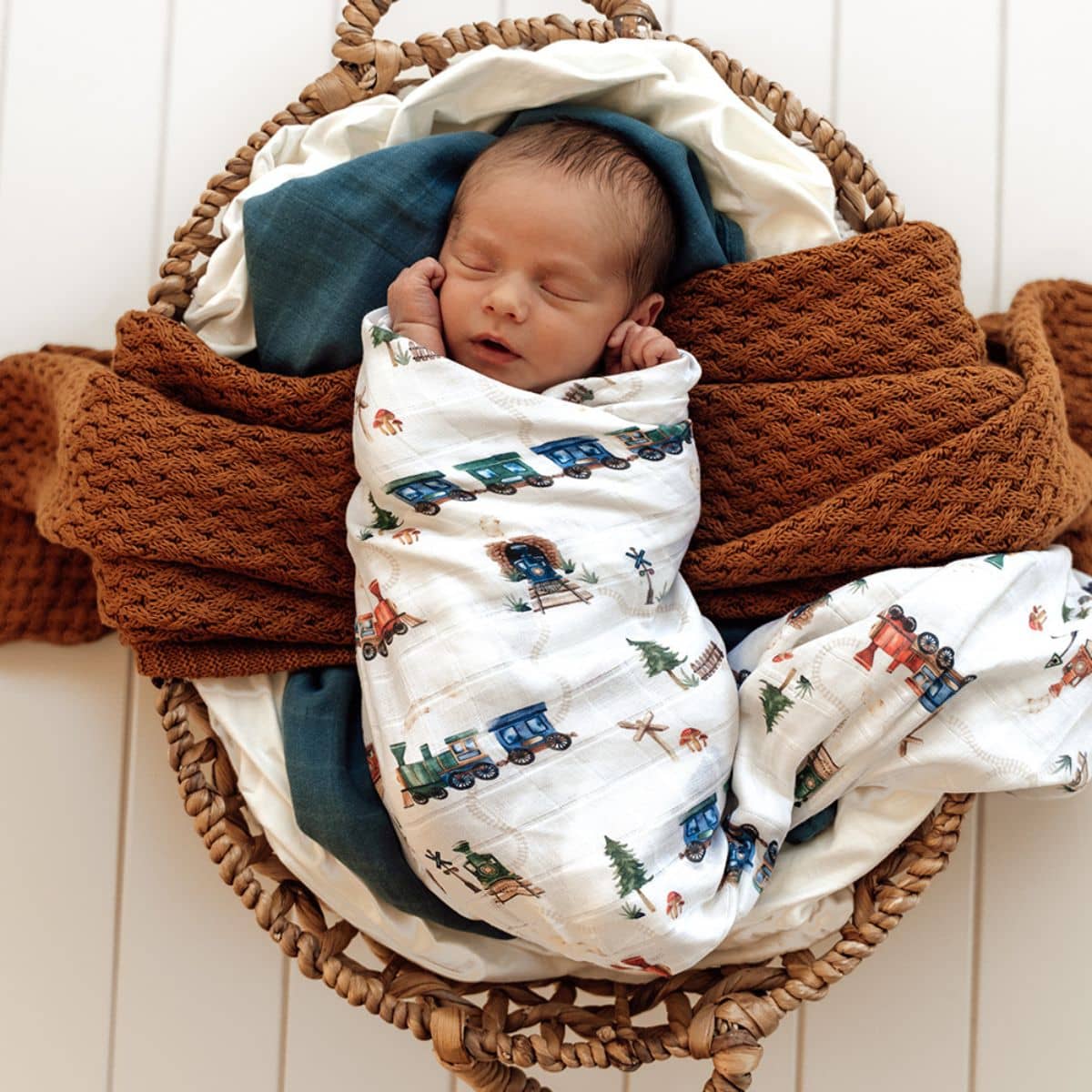 Snuggle Hunny Muslin Wrap - Trains - Image 3