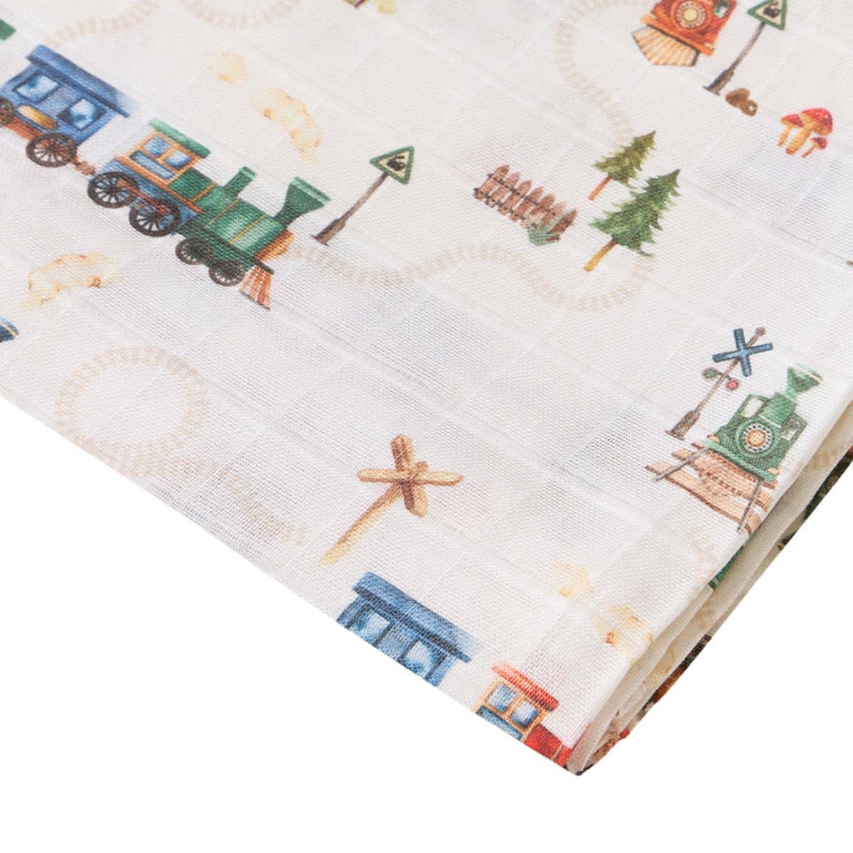 Snuggle Hunny Muslin Wrap - Trains - Image 4