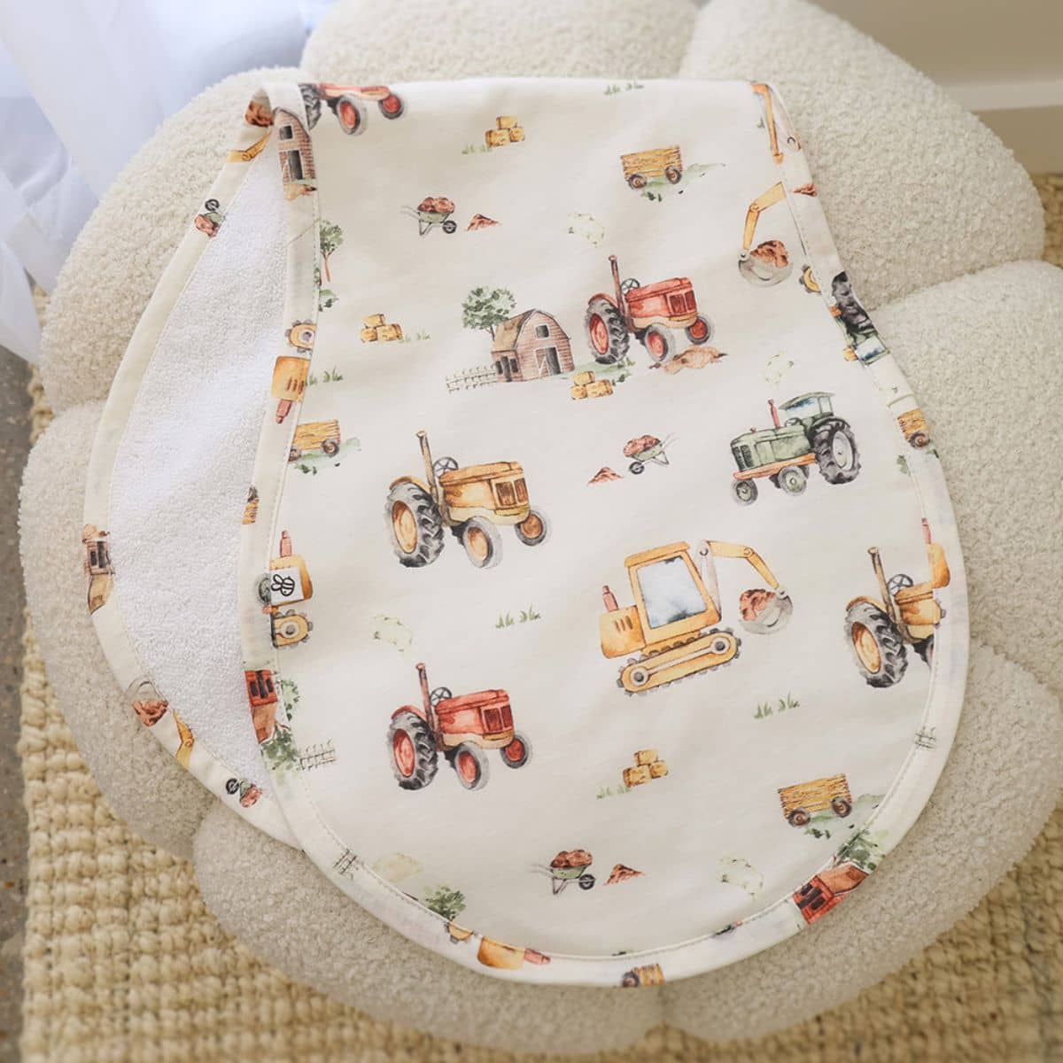 Snuggle Hunny Organic Burp Cloth - Diggers & Tractors - Image 4
