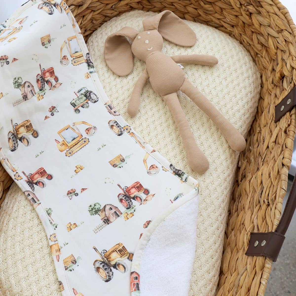 Snuggle Hunny Organic Burp Cloth - Diggers & Tractors - Image 5