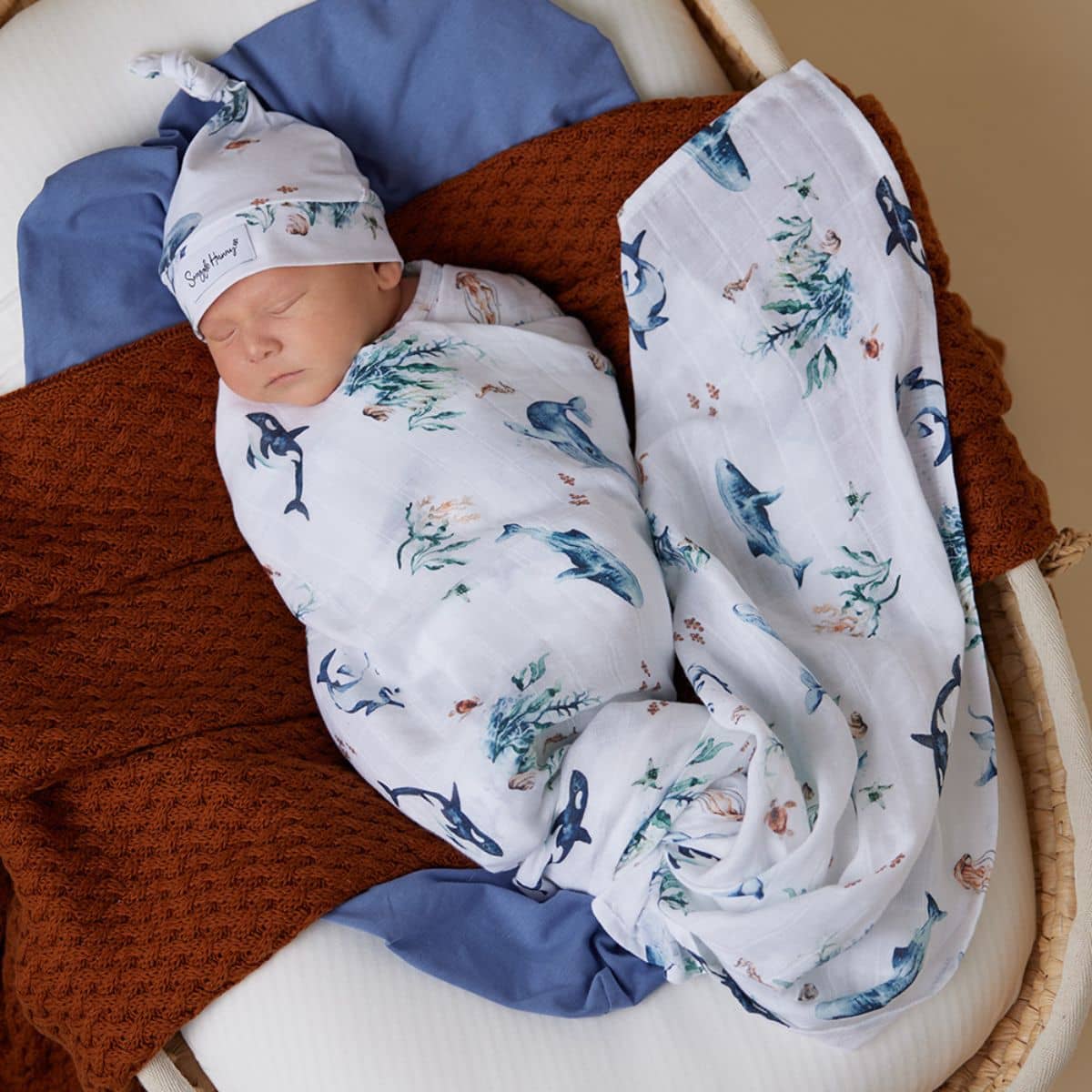 Snuggle Hunny Muslin Wrap - Ocean - Image 2