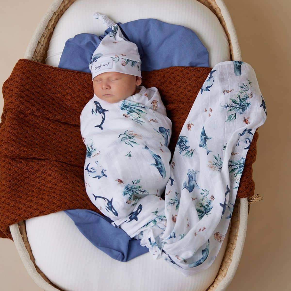 Snuggle Hunny Muslin Wrap - Ocean - Image 3