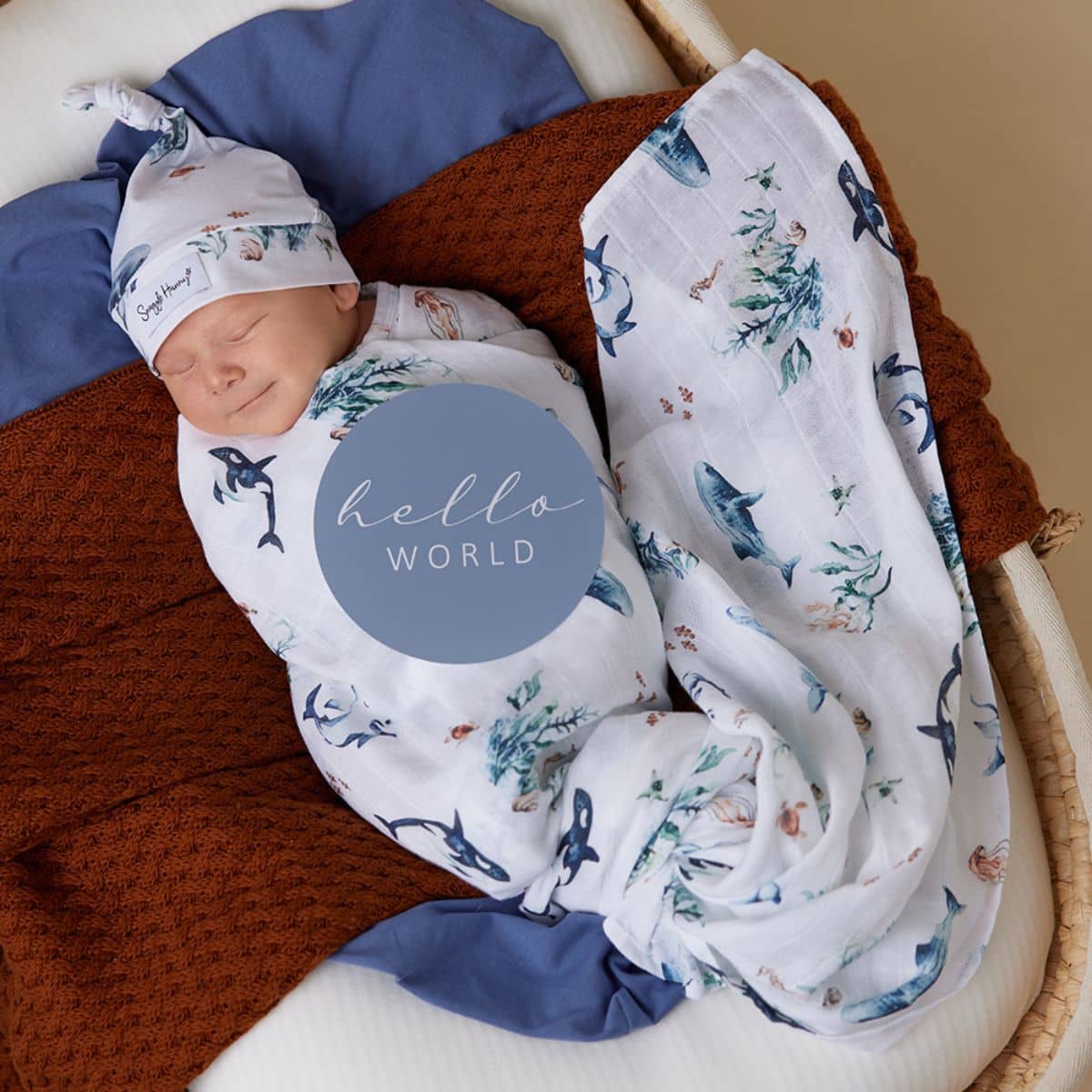 Snuggle Hunny Muslin Wrap - Ocean - Image 5
