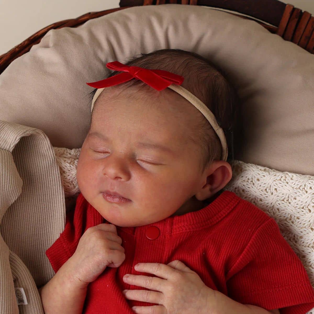 Snuggle Hunny Petite Velvet Bow - Red - Image 2