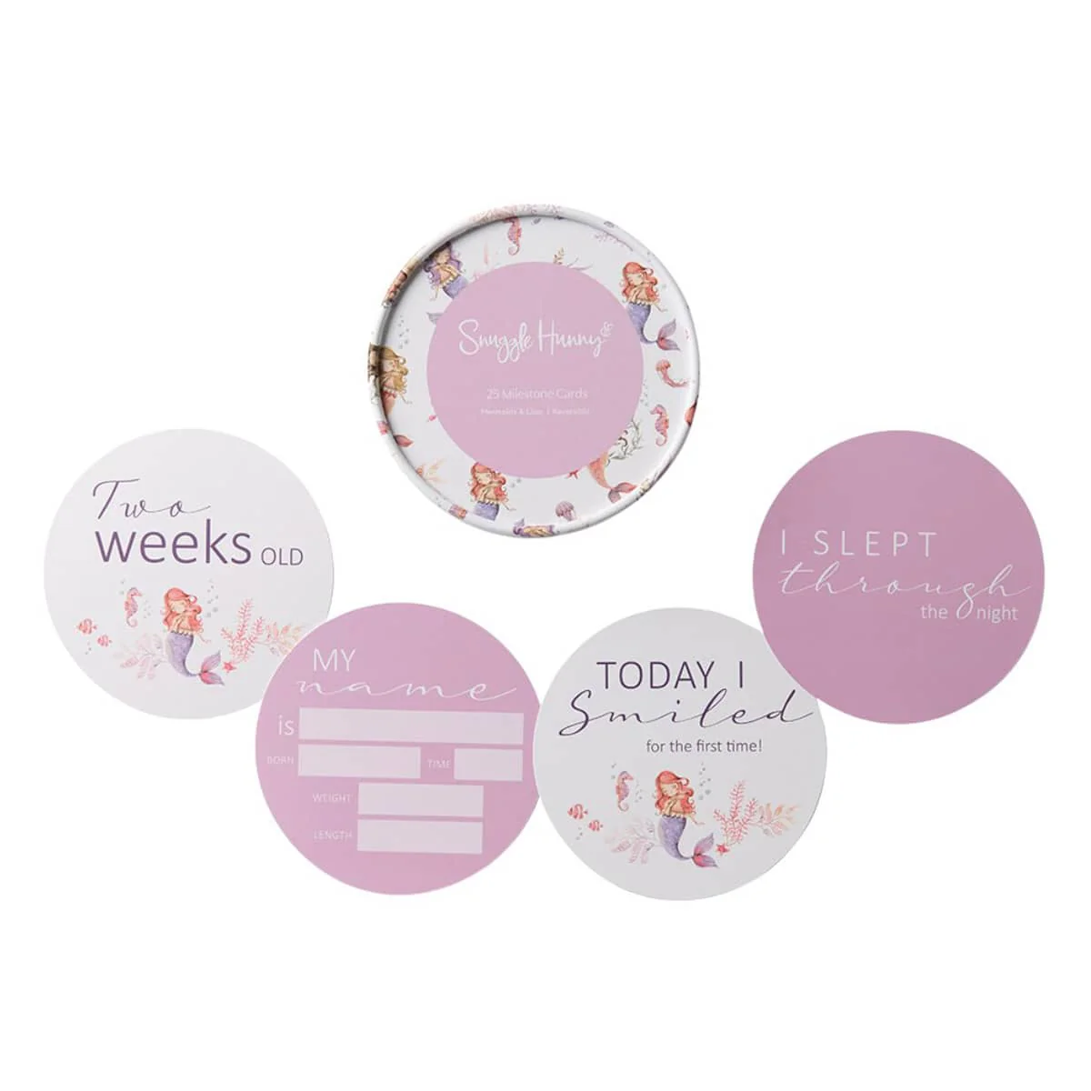 Snuggle Hunny Reversible Milestone Cards - Mermaid and Lilac