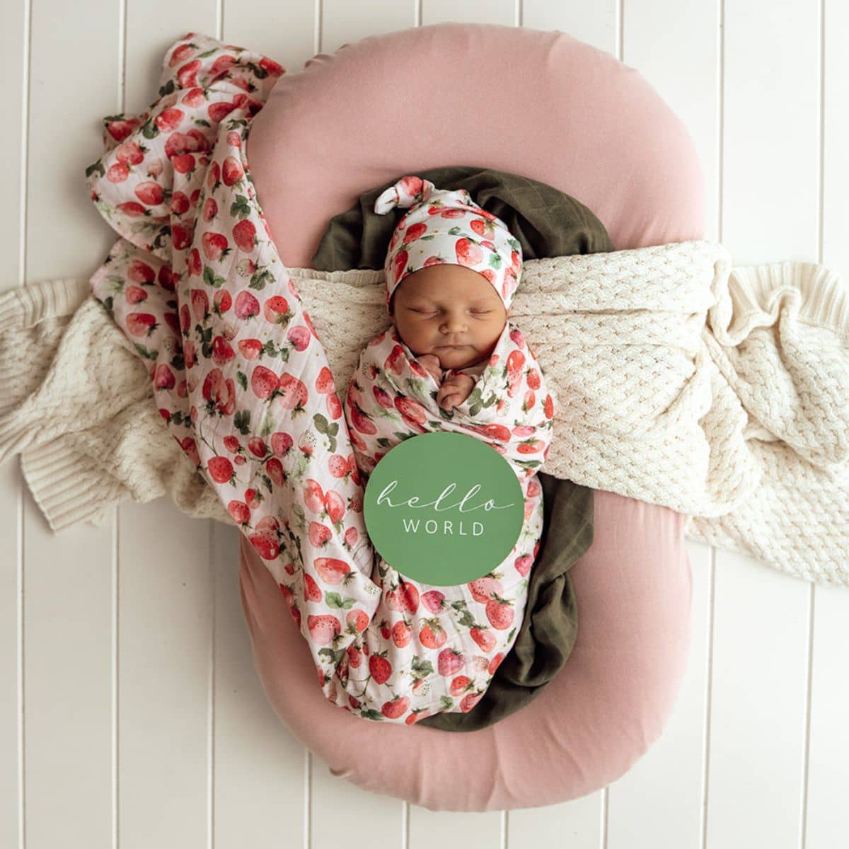 Snuggle Hunny Reversible Milestone Cards - Strawberry and Moss - Image 2