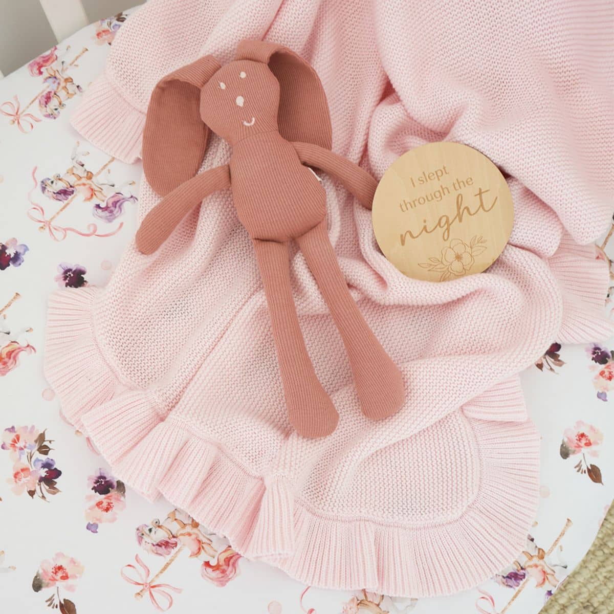 Snuggle Hunny Ruffle Knit Baby Blanket - Blush Pink - Image 3