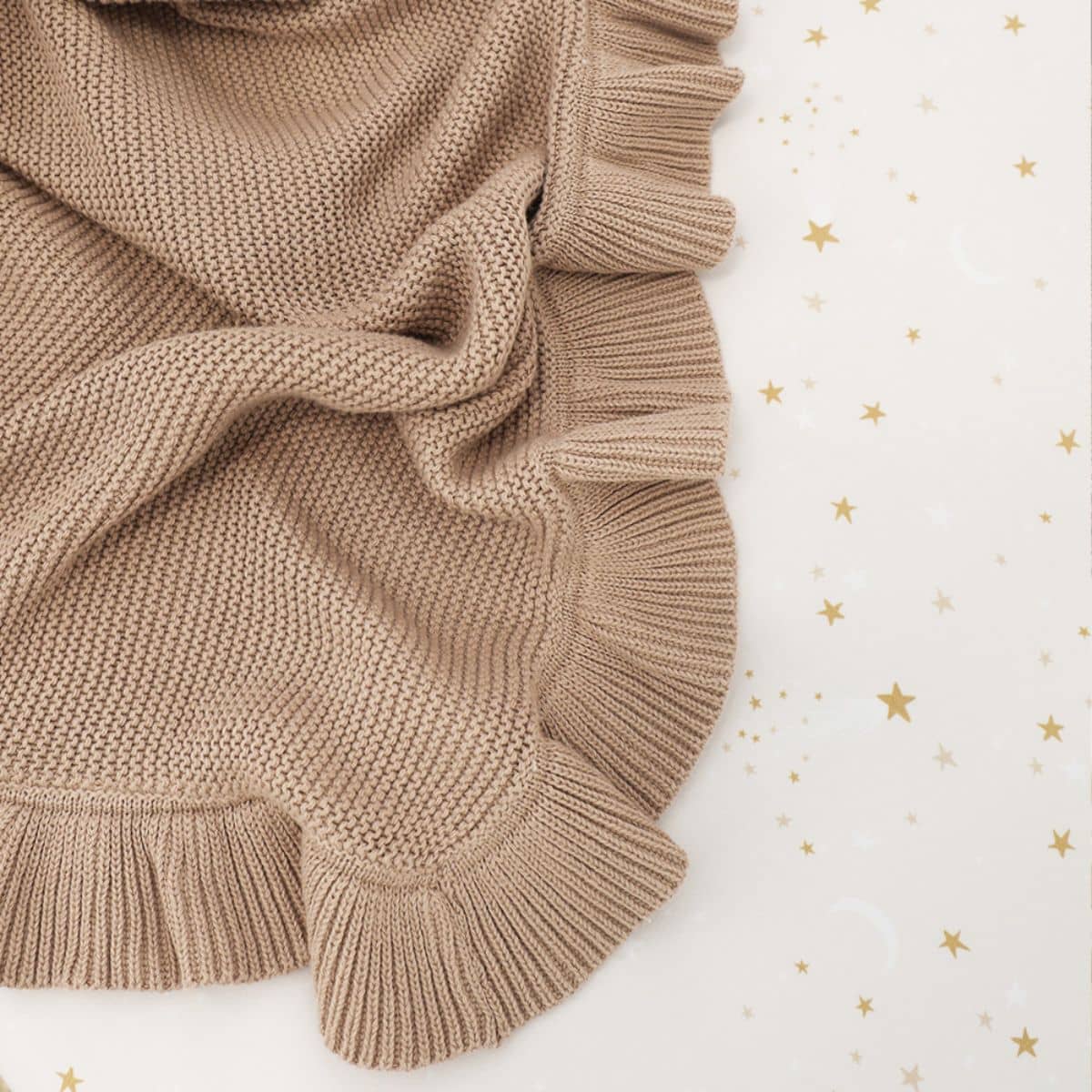Snuggle Hunny Ruffle Knit Baby Blanket - Hazelnut - Image 3