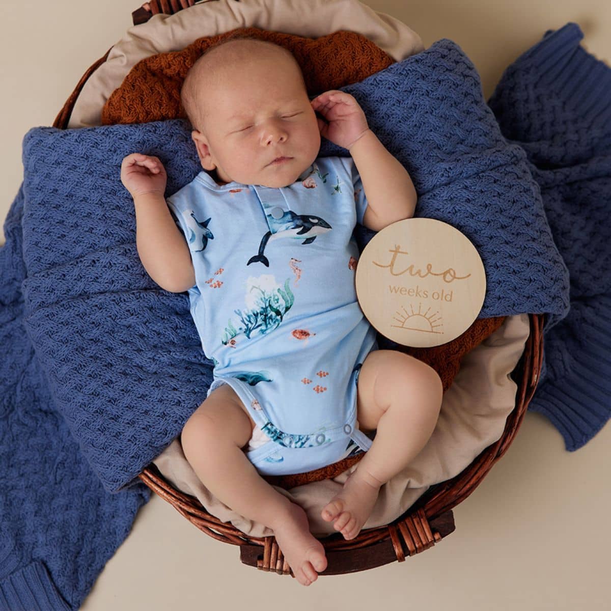 Snuggle Hunny Short Sleeve Bodysuit - Blue Ocean - Image 3