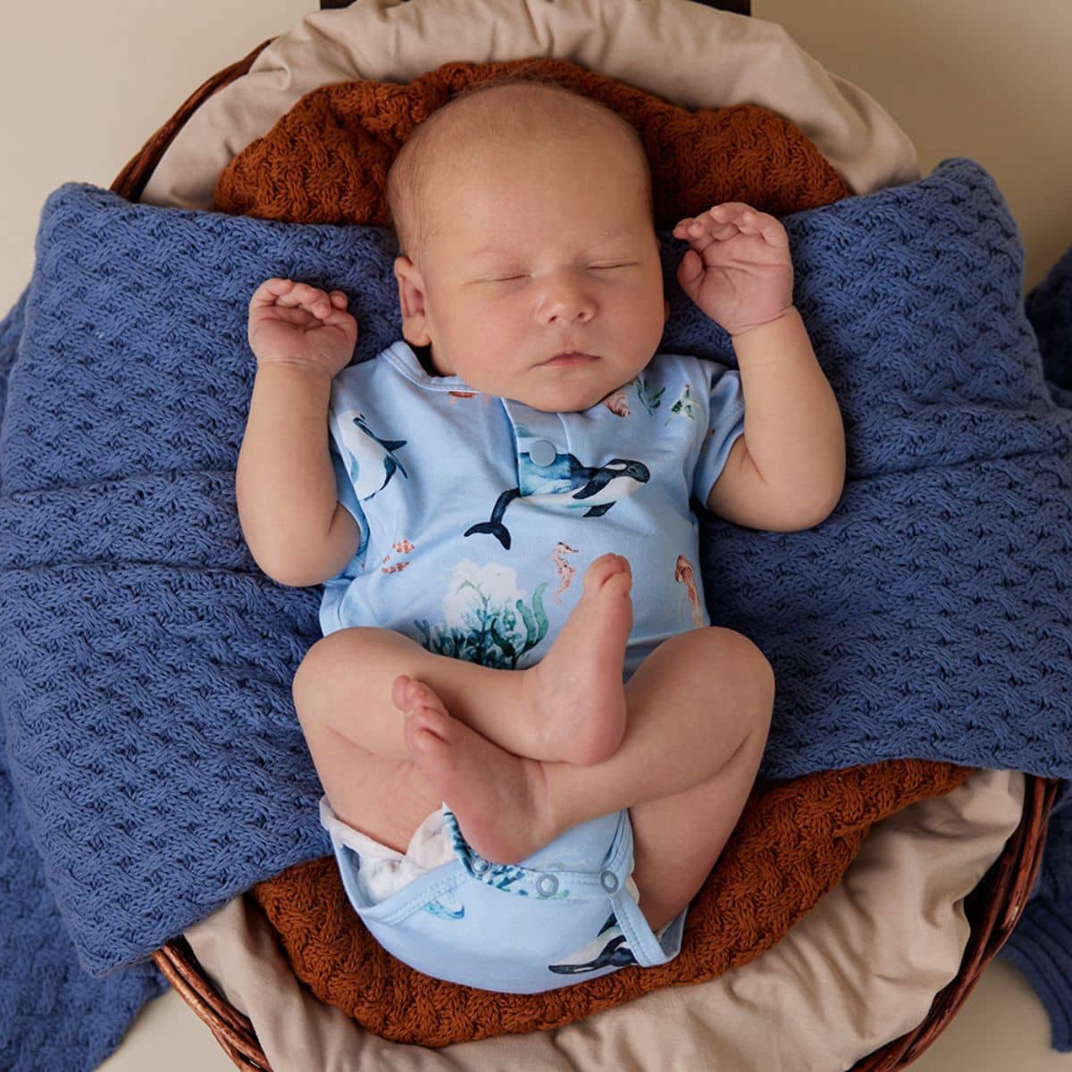 Snuggle Hunny Short Sleeve Bodysuit - Blue Ocean - Image 4