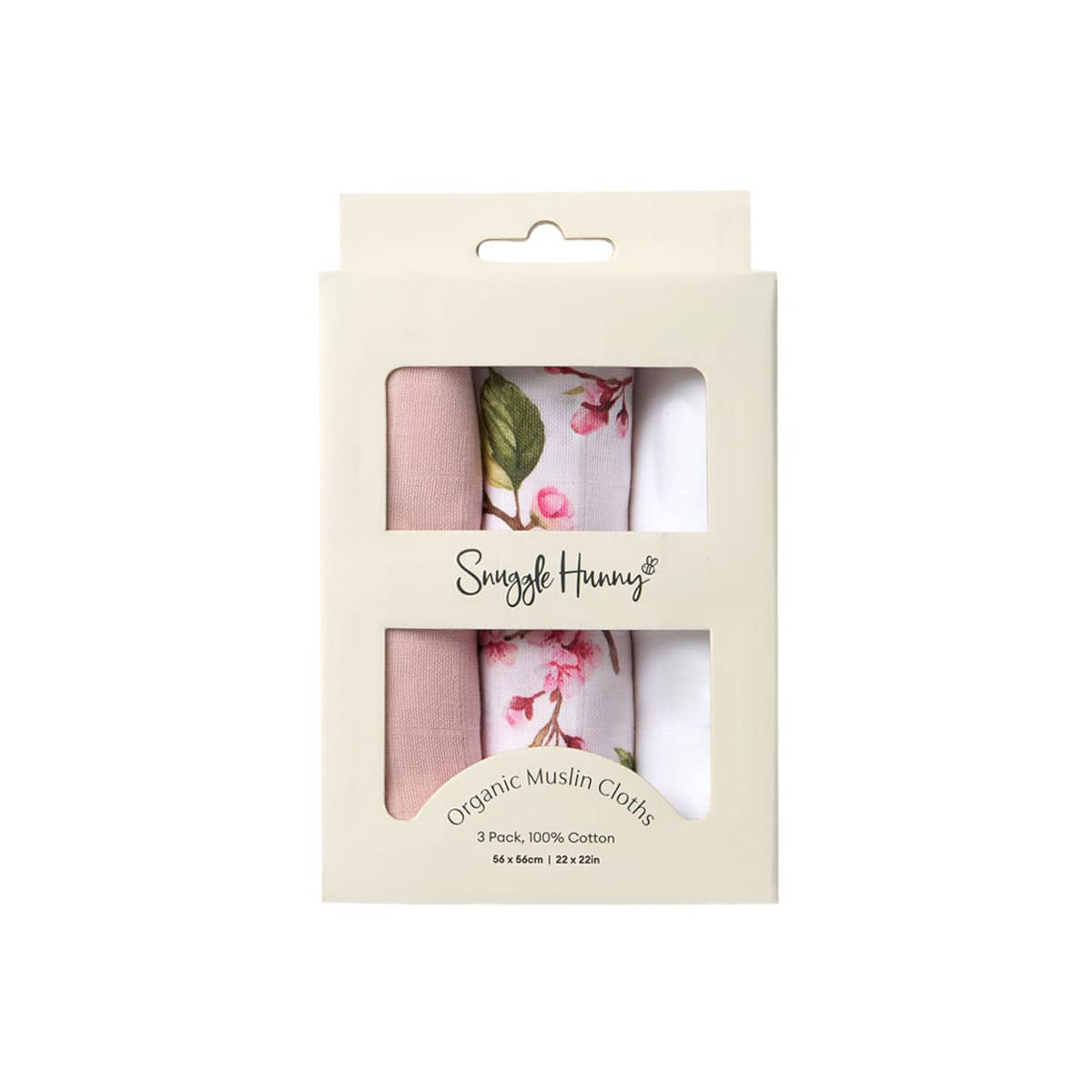 Snuggle Hunny Small Organic Muslin Cloths - Cherry Blossom / Milk / Fairytale - Image 2