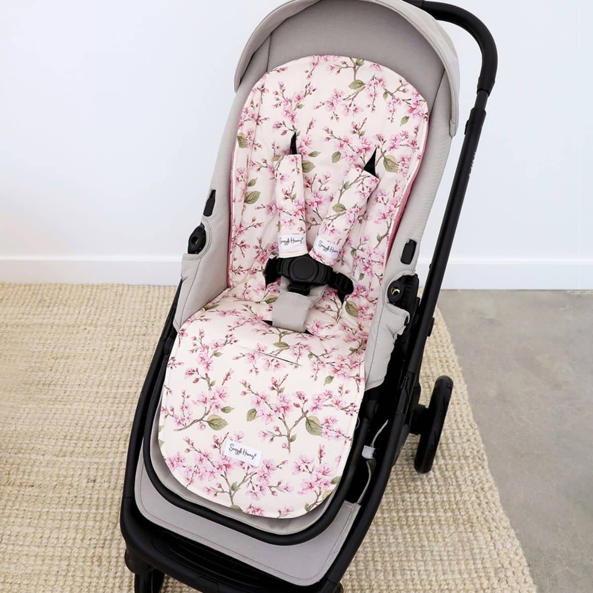 Snuggle Hunny Universal Reversible Pram Strap Covers - Cherry Blossom - Image 3