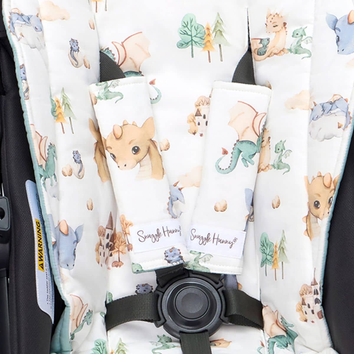 Snuggle Hunny Universal Reversible Pram Strap Covers - Dragon - Image 2