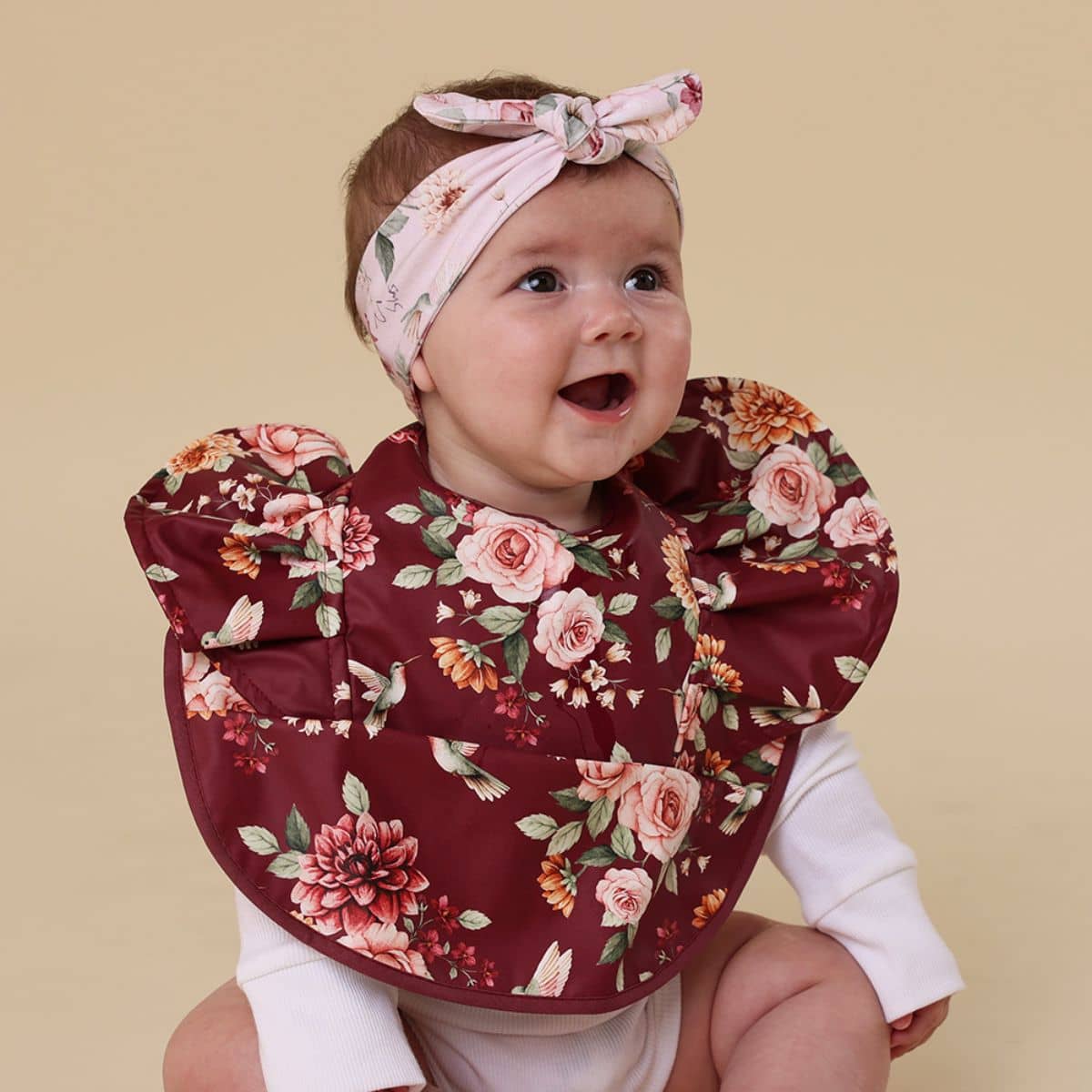 Snuggle Hunny Waterproof Snuggle Bib - Floral Flutter Frill - Image 2