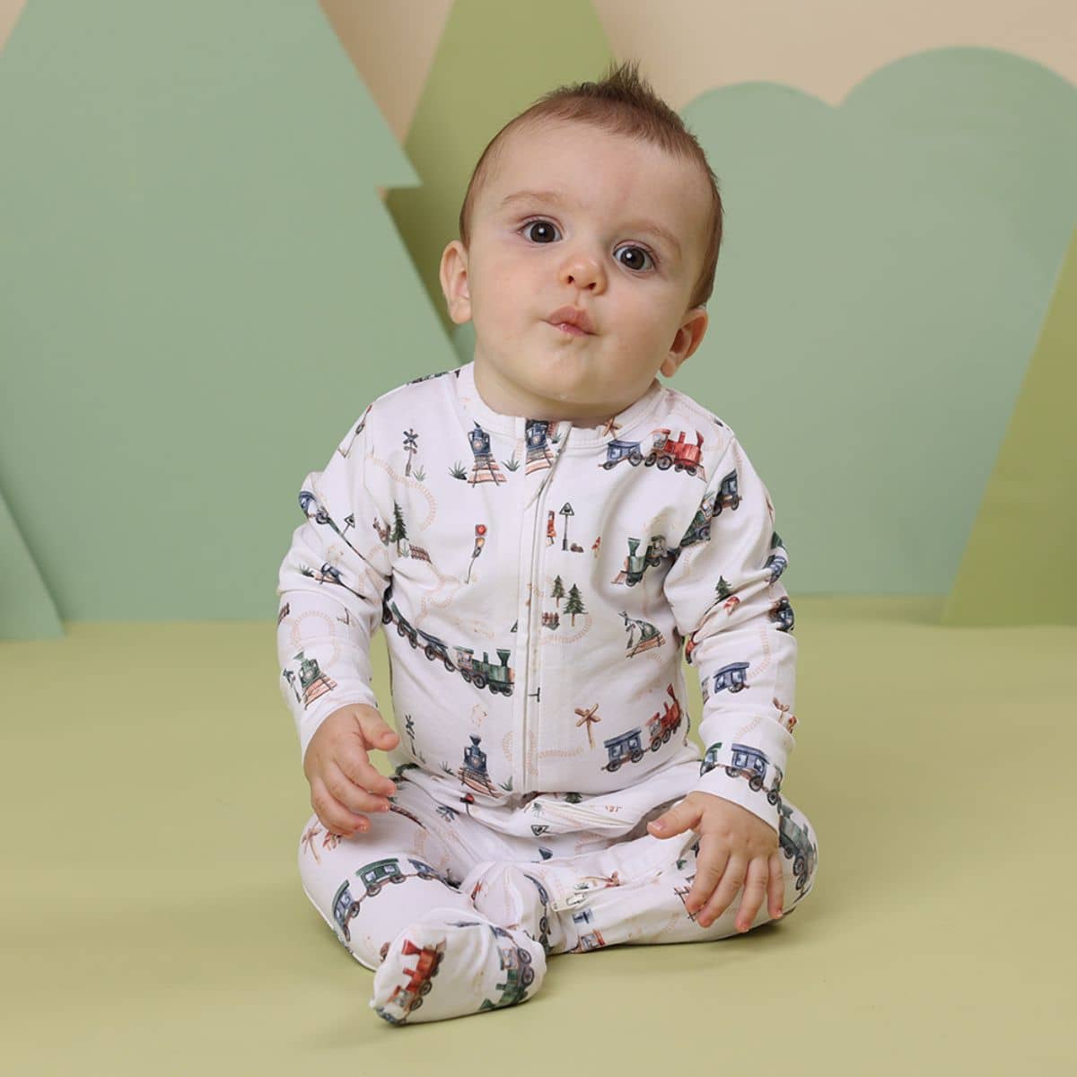 Snuggle Hunny Zip Footie - Trains - Image 5