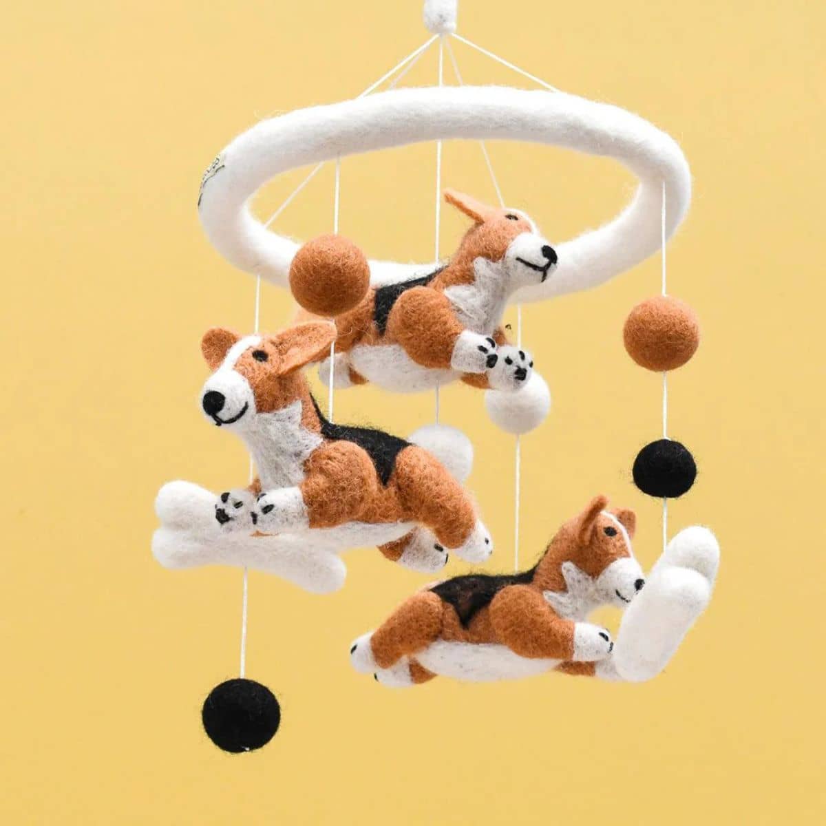 Tara Treasures Nursery Cot Mobile - Jumping Corgi Dogs - Image 2