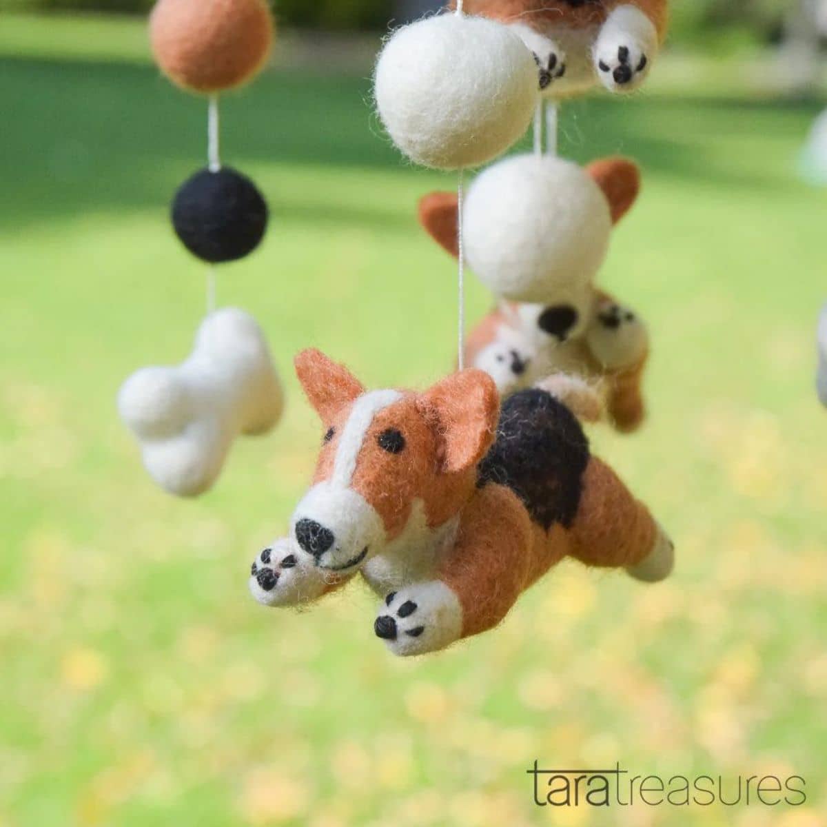 Tara Treasures Nursery Cot Mobile - Jumping Corgi Dogs - Image 3