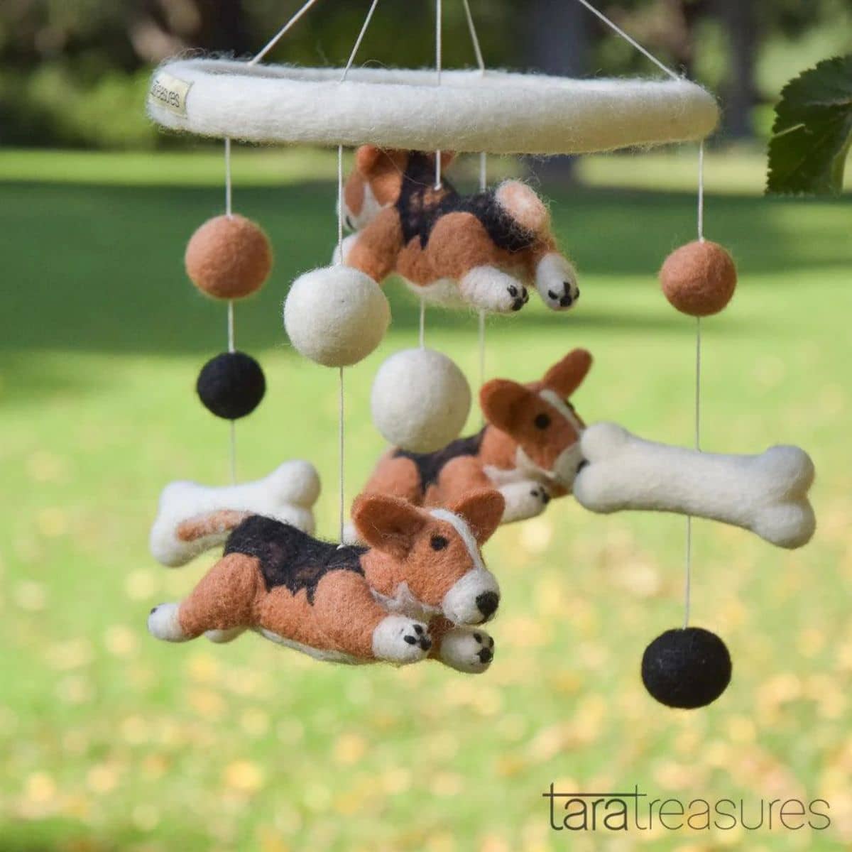 Tara Treasures Nursery Cot Mobile - Jumping Corgi Dogs - Image 5