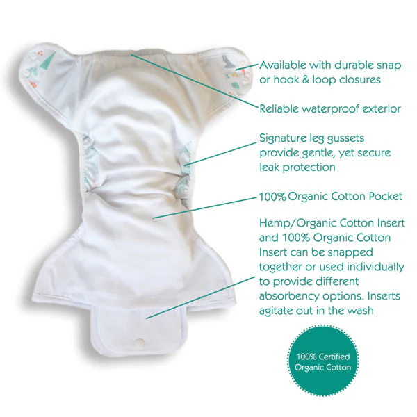 Thirsties Pocket One Size Cloth Nappy - Hook and Loop - Floribunda - Image 3