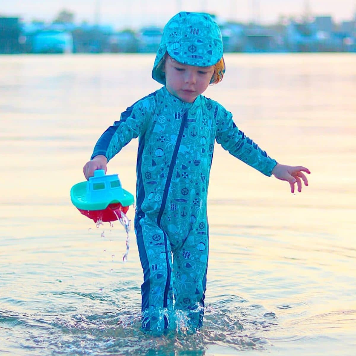 TicTasTogs Full Length Zip Sunsuit + Hat Set - Marine - Image 2