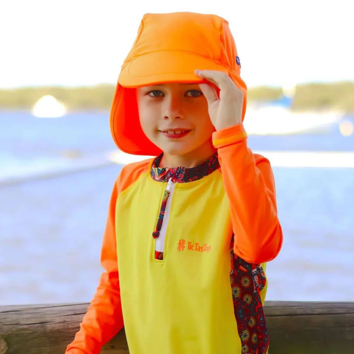 TicTasTogs Legionnaire Sun and Swim Cap - Neon Orange - Image 2