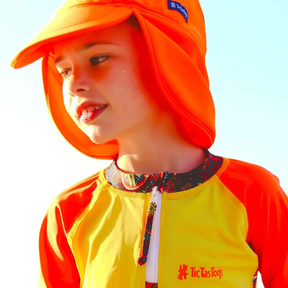 TicTasTogs Legionnaire Sun and Swim Cap - Neon Orange - Image 3