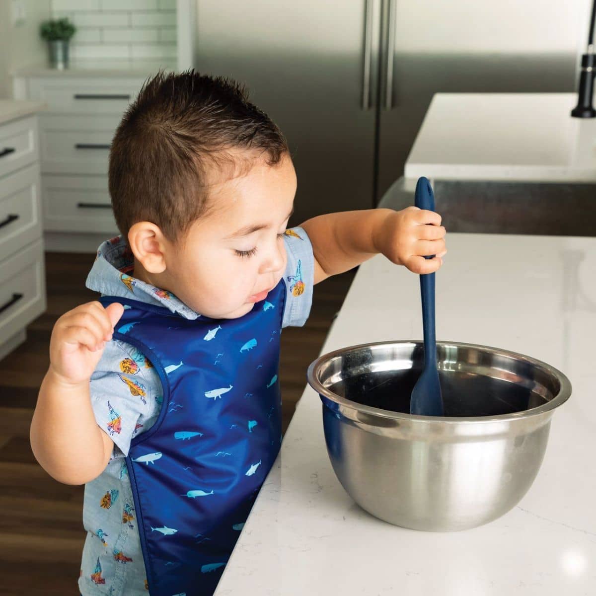 Tiny Twinkle Mess-Proof Apron Bib - Ocean Life - Image 4