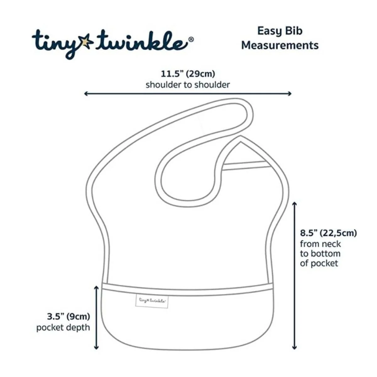 Tiny Twinkle Mess-Proof Easy Bib - Beige Checkers - Image 3