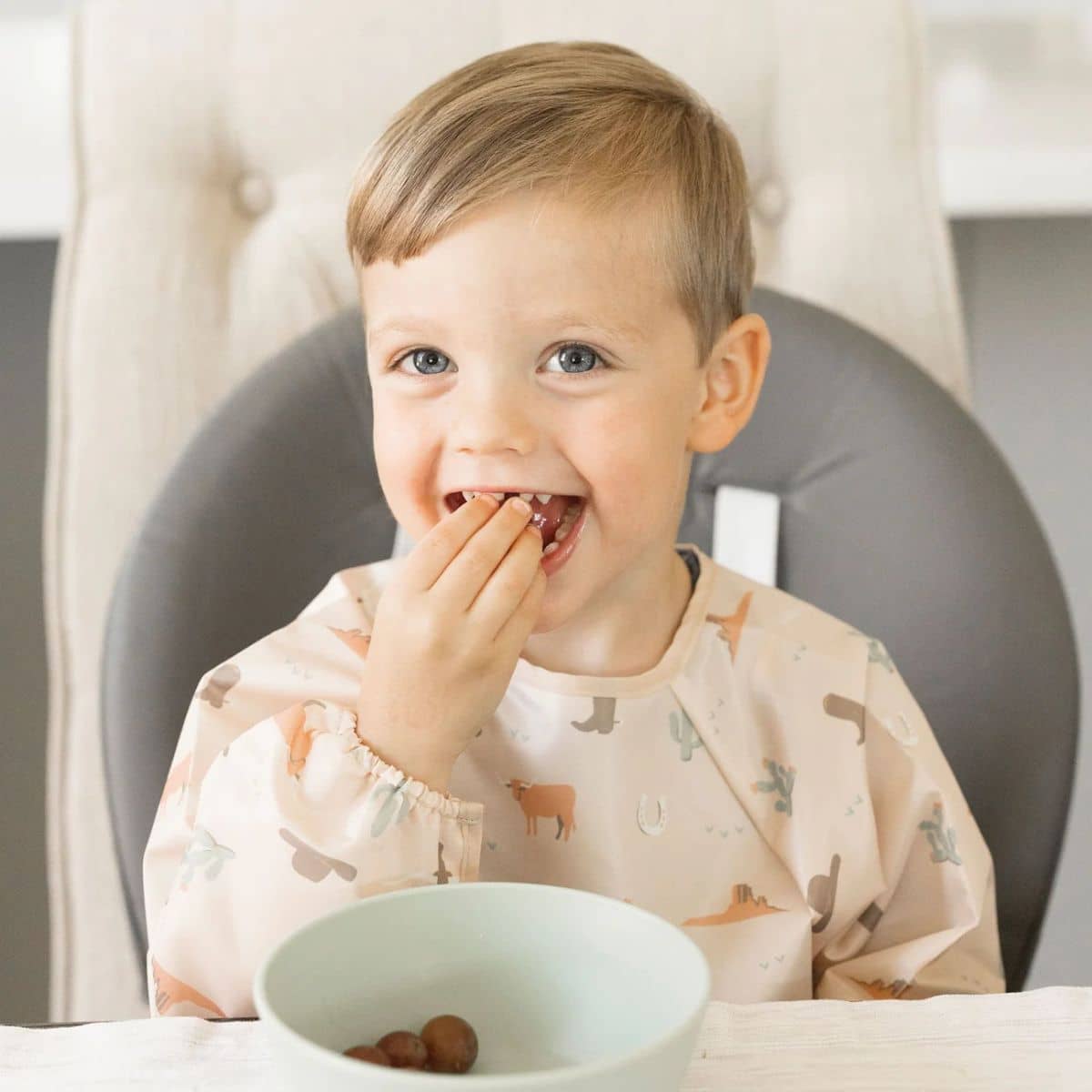 Tiny Twinkle Mess-Proof Full Sleeve Bib - Cowboy - Image 2