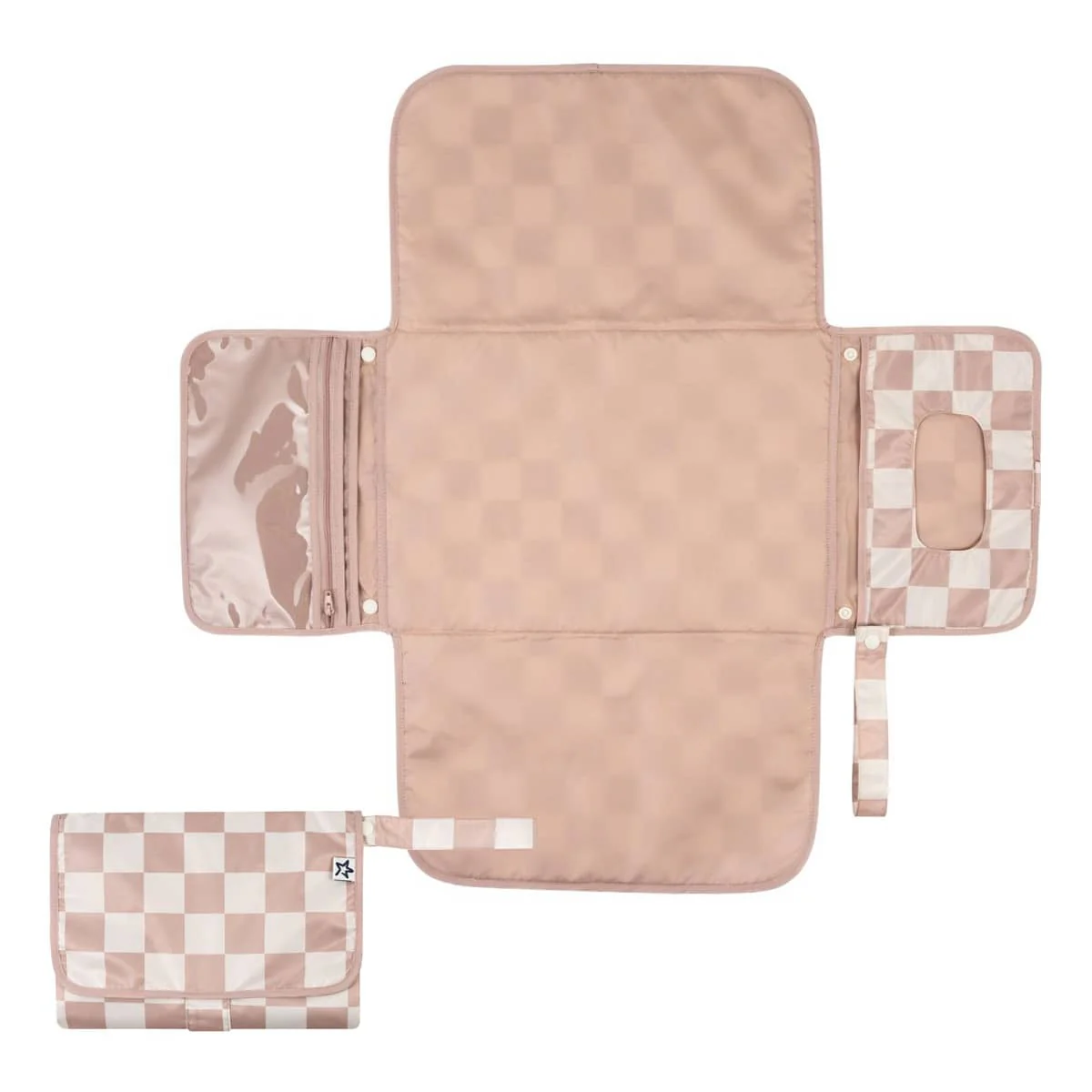 Tiny Twinkle Mess-Proof Portable Nappy Changing Pad - Beige Checkers - Image 3
